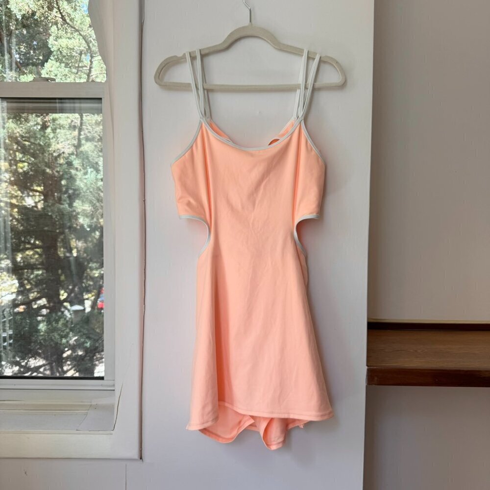 New Free People Movement One More Serve Skortsie Dress Coral Orange White  XL
